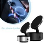 Magnetic Car Phone Holder – 360° Rotatable, Foldable with Vacuum Suction Cup & Magnetic Ring - Image 2
